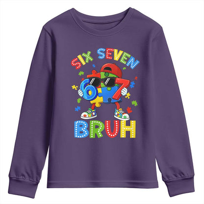 67 Autism Support Youth Sweatshirt Funny Six Seven Bruh Autistic Puzzle Kids Boys