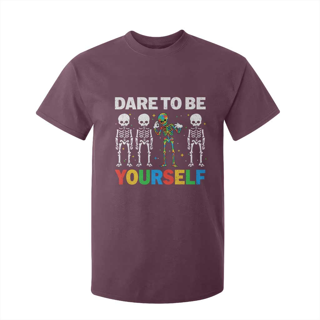 Autism Support 67 T Shirt For Kid Dare To Be Yourself Six Seven Autism Skeleton