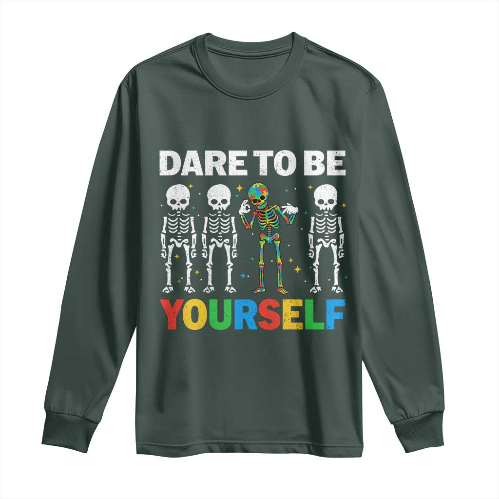 Autism Support 67 Long Sleeve Shirt Dare To Be Yourself Six Seven Autism Skeleton