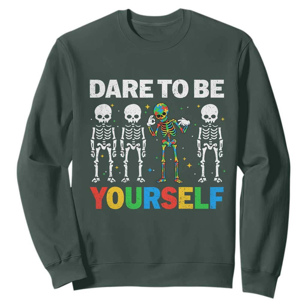 Autism Support 67 Sweatshirt Dare To Be Yourself Six Seven Autism Skeleton