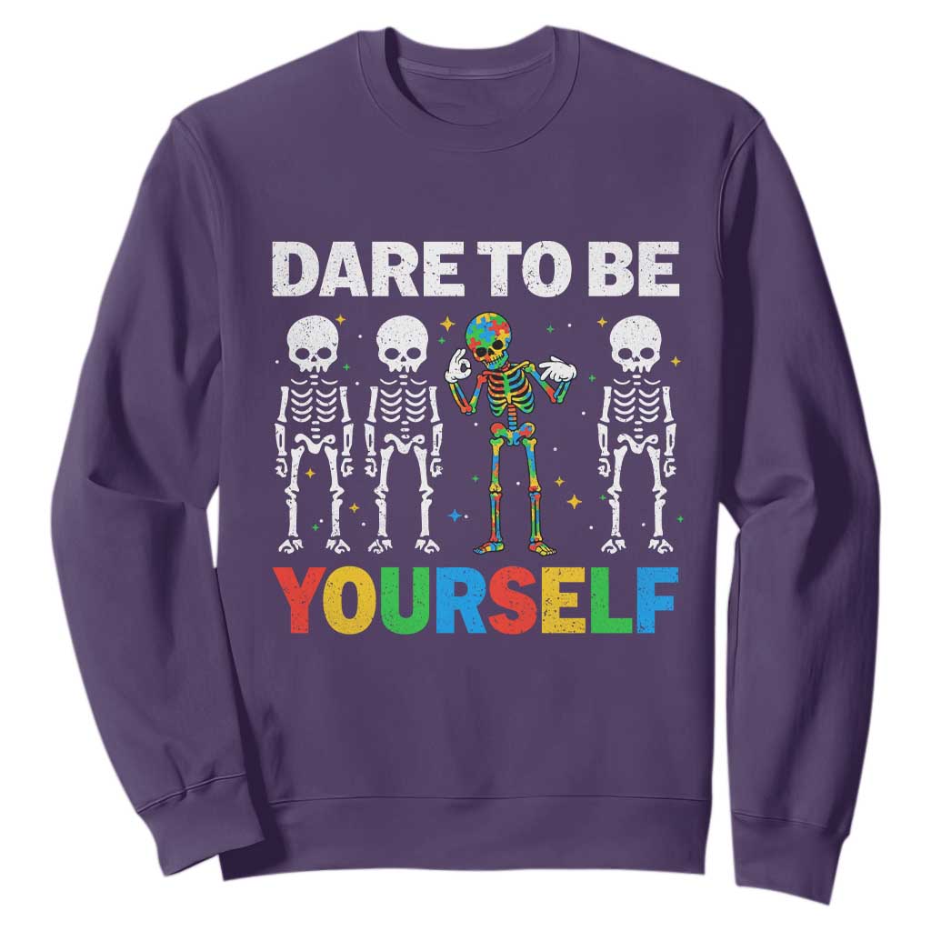 Autism Support 67 Sweatshirt Dare To Be Yourself Six Seven Autism Skeleton