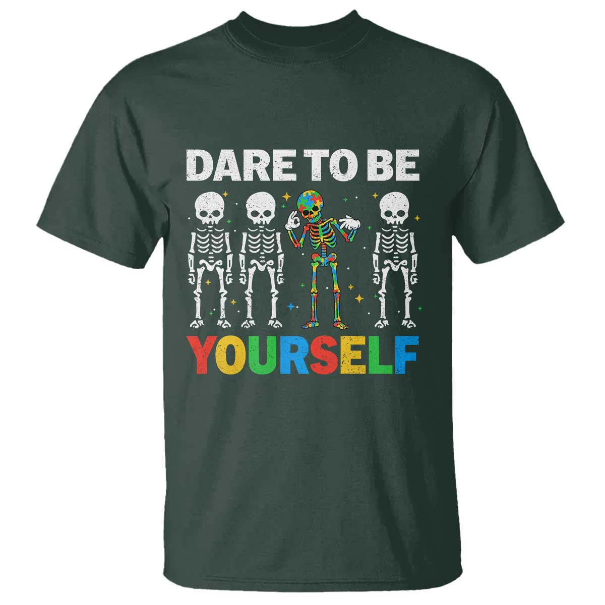Autism Support 67 T Shirt Dare To Be Yourself Six Seven Autism Skeleton