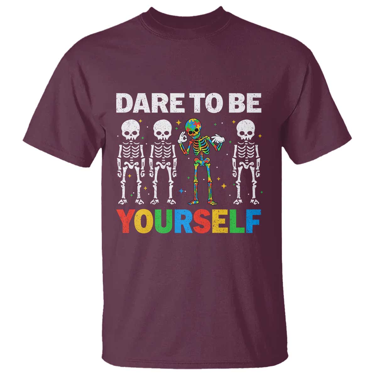 Autism Support 67 T Shirt Dare To Be Yourself Six Seven Autism Skeleton