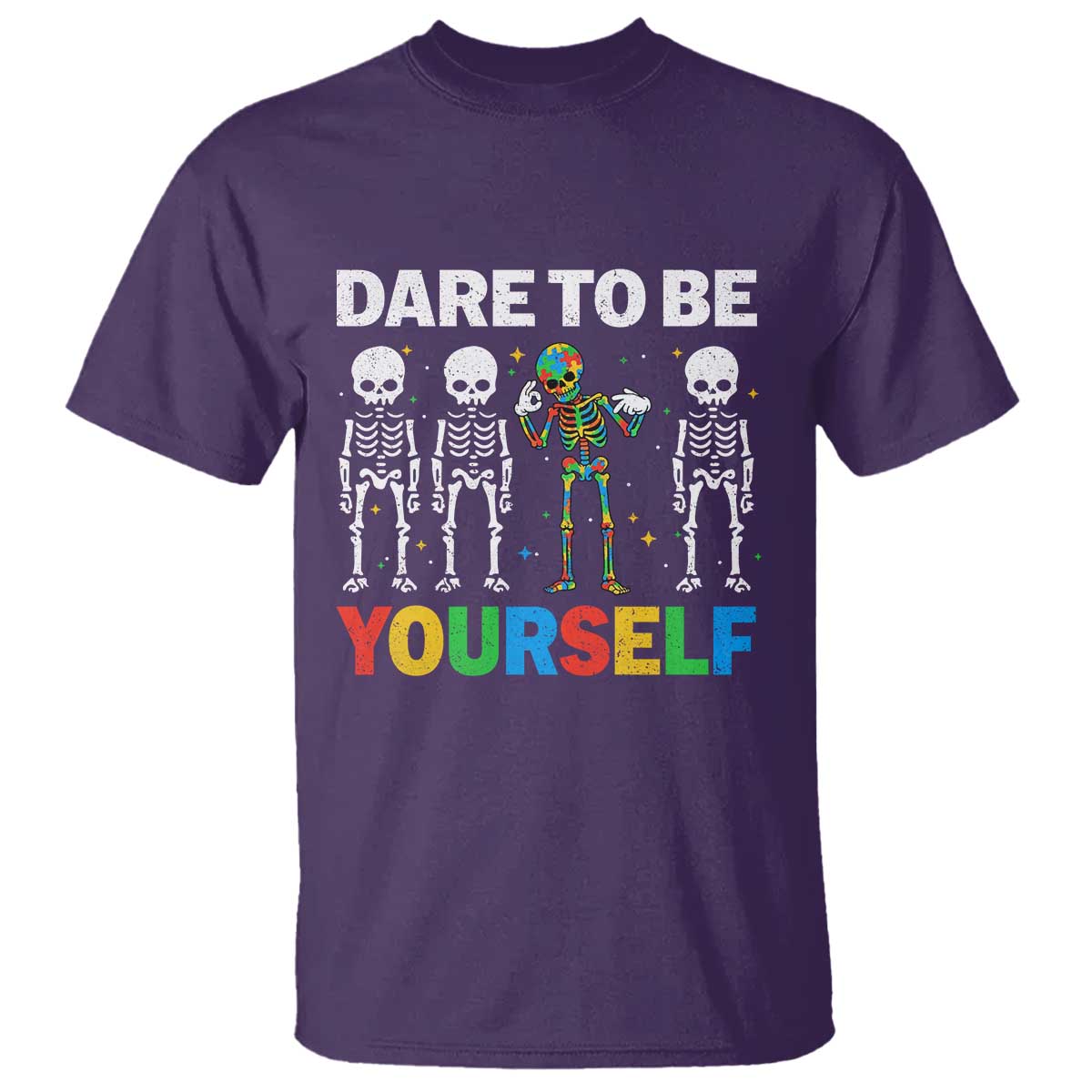 Autism Support 67 T Shirt Dare To Be Yourself Six Seven Autism Skeleton