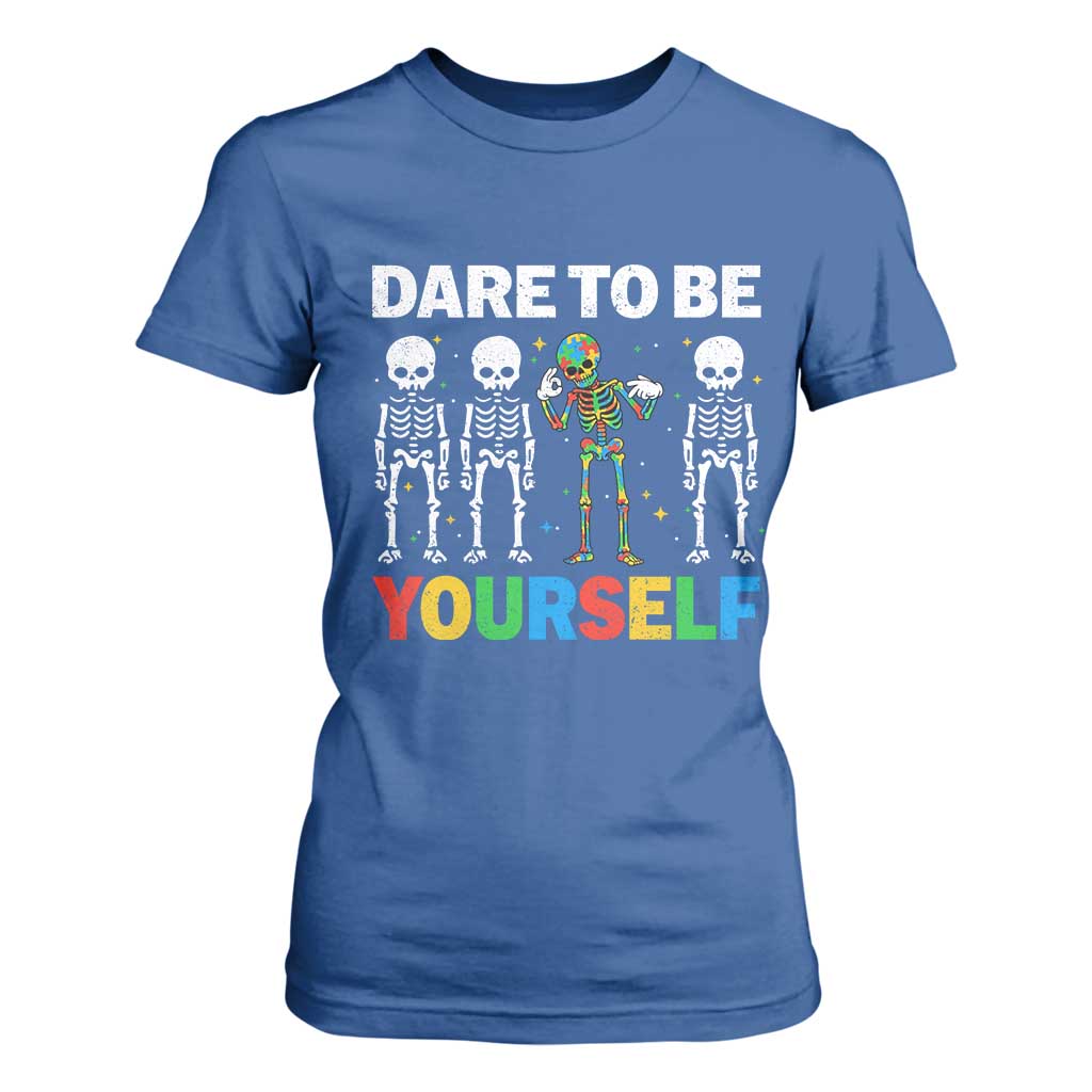 Autism Support 67 T Shirt For Women Dare To Be Yourself Six Seven Autism Skeleton