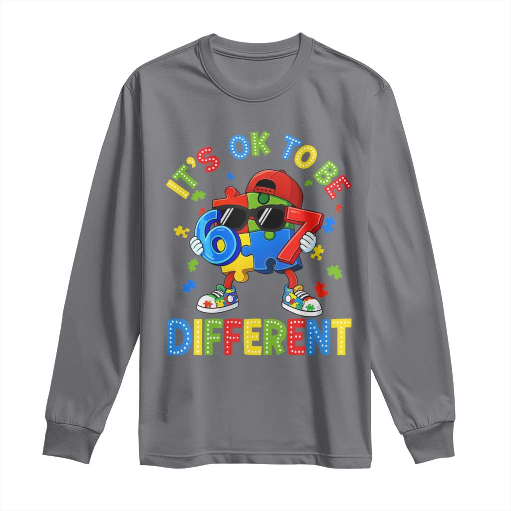 Six Seven Autism Support Long Sleeve Shirt It Is Ok To Be Different 67 Meme Puzzle
