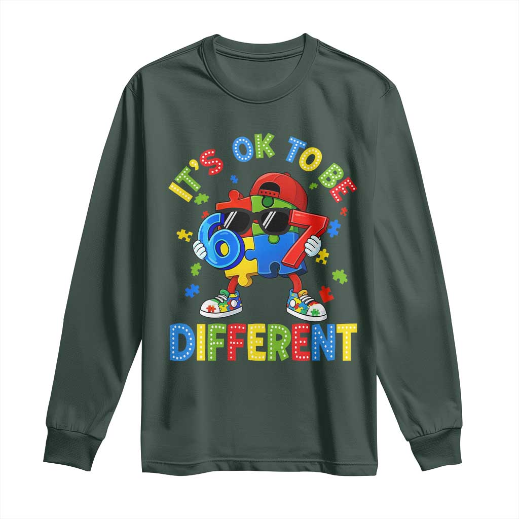 Six Seven Autism Support Long Sleeve Shirt It Is Ok To Be Different 67 Meme Puzzle