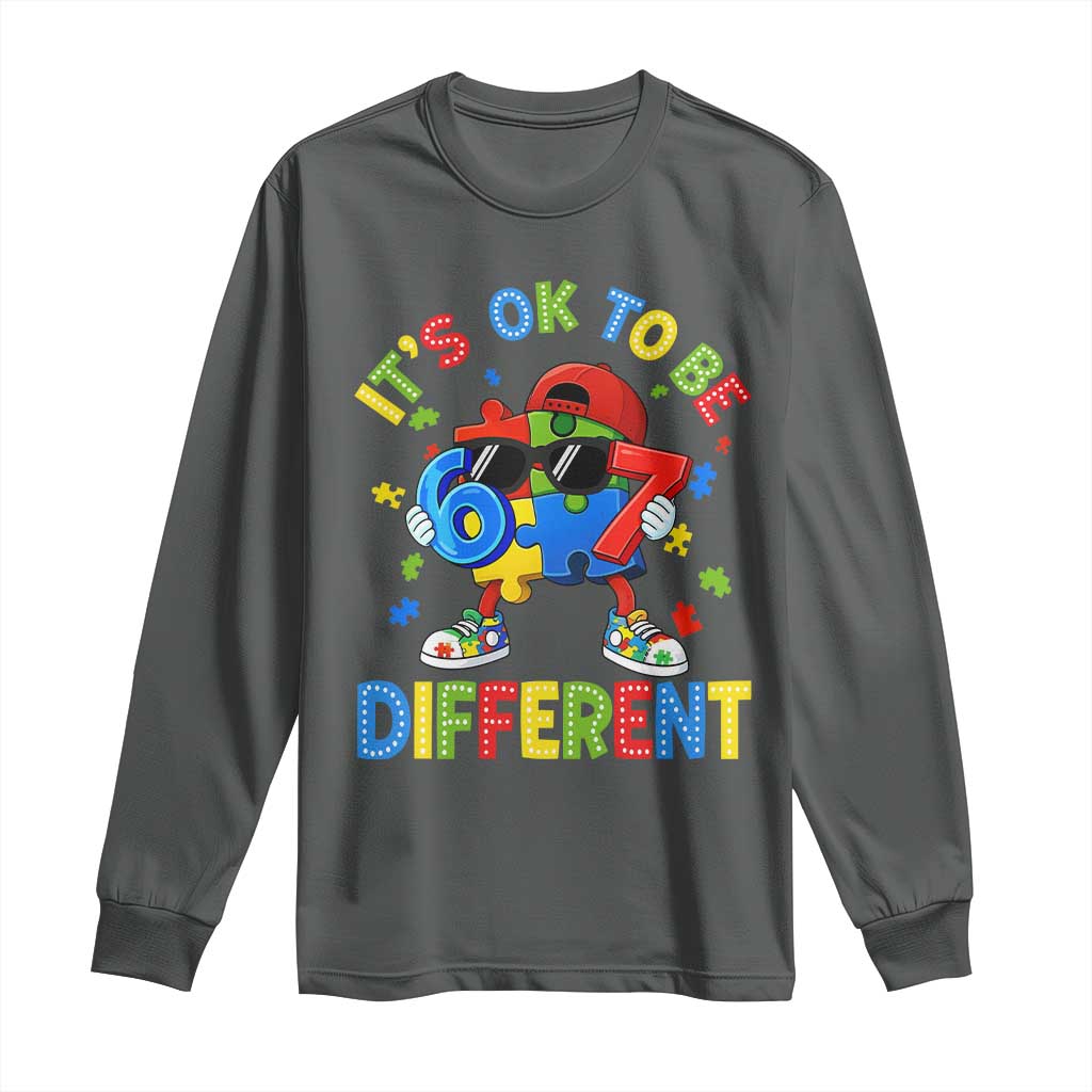 Six Seven Autism Support Long Sleeve Shirt It Is Ok To Be Different 67 Meme Puzzle