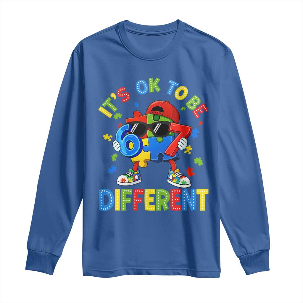 Six Seven Autism Support Long Sleeve Shirt It Is Ok To Be Different 67 Meme Puzzle