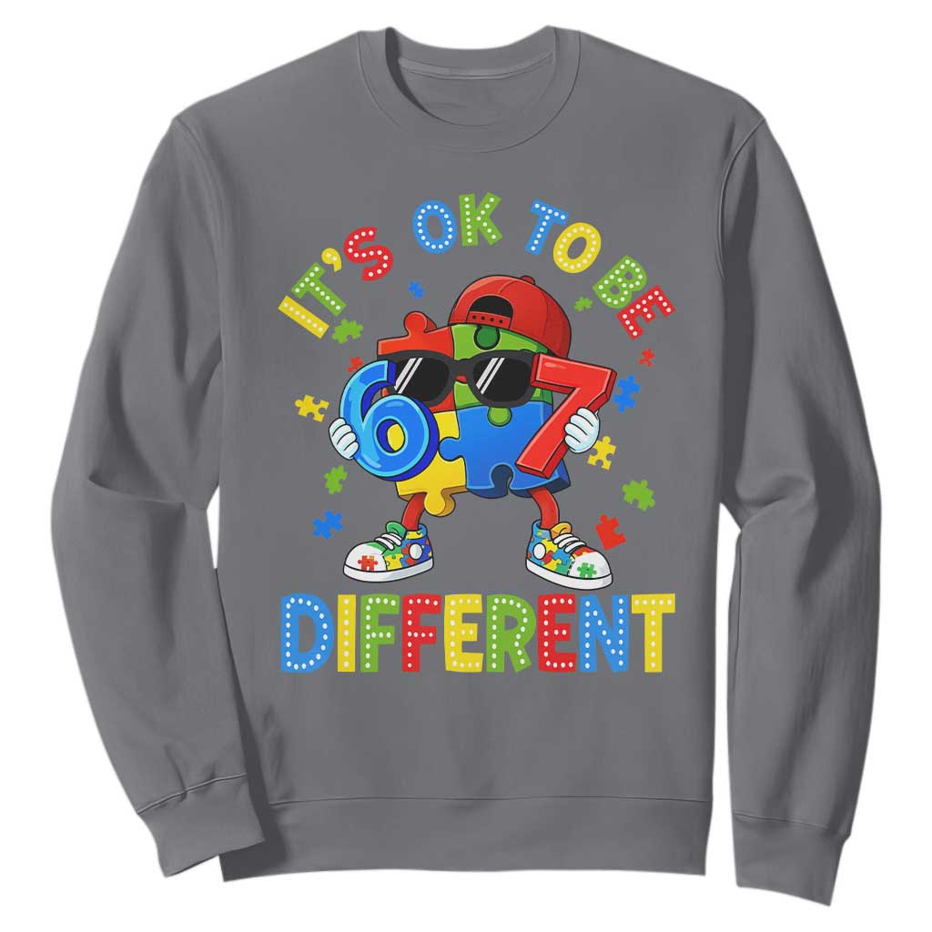 Six Seven Autism Support Sweatshirt It Is Ok To Be Different 67 Meme Puzzle
