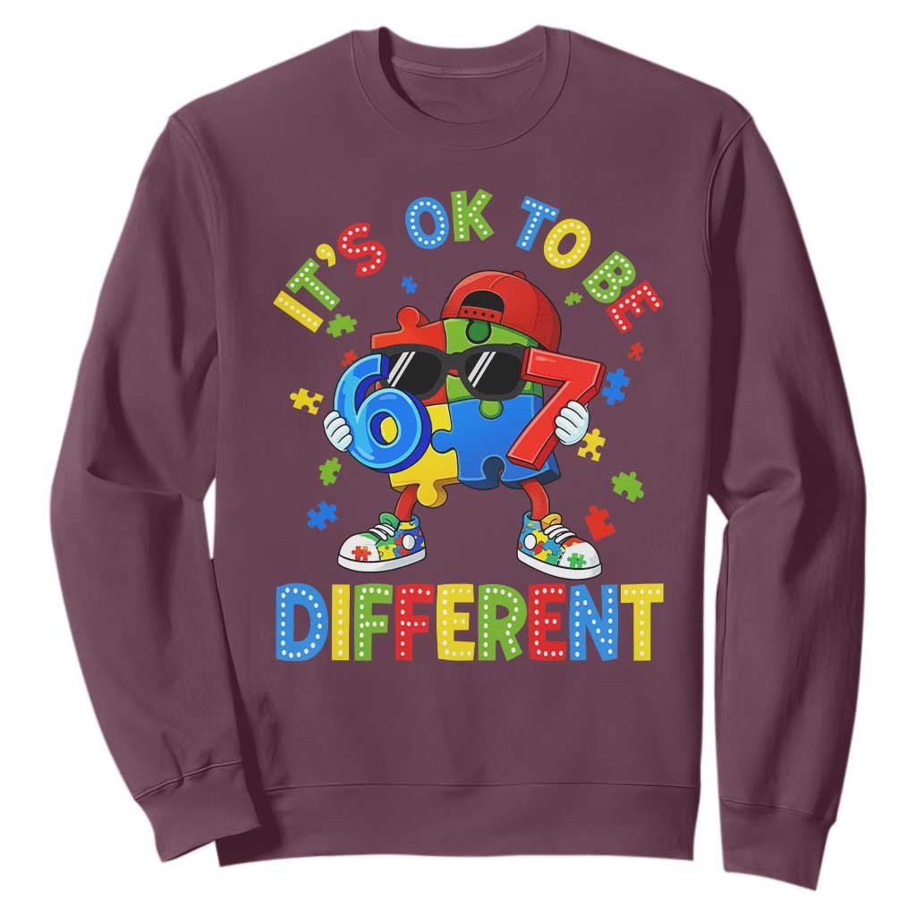 Six Seven Autism Support Sweatshirt It Is Ok To Be Different 67 Meme Puzzle