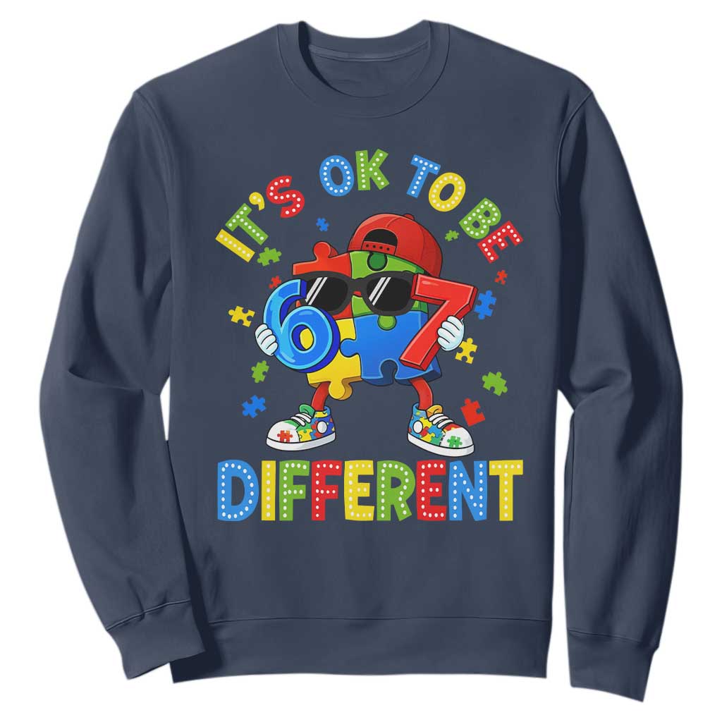 Six Seven Autism Support Sweatshirt It Is Ok To Be Different 67 Meme Puzzle