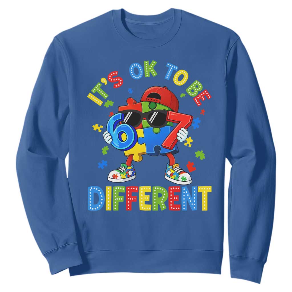 Six Seven Autism Support Sweatshirt It Is Ok To Be Different 67 Meme Puzzle