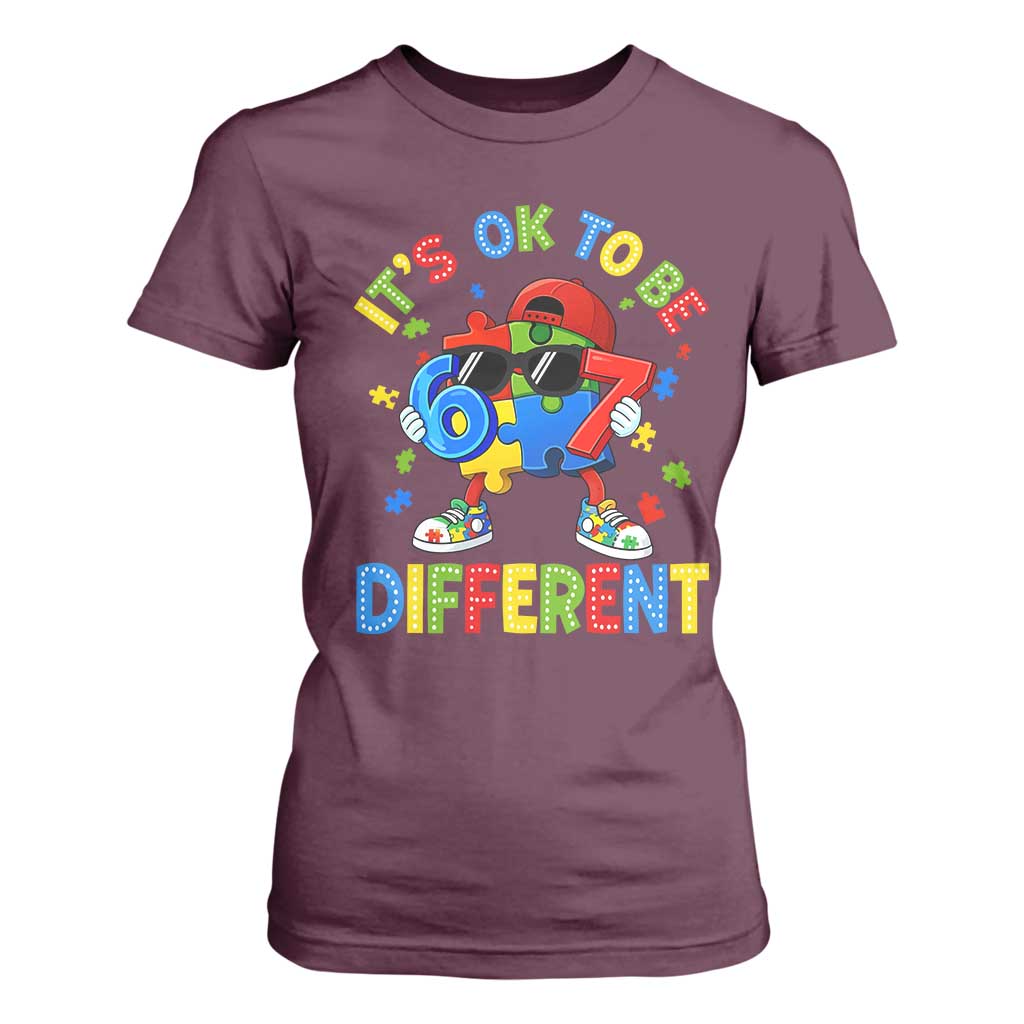 Six Seven Autism Support T Shirt For Women It Is Ok To Be Different 67 Meme Puzzle