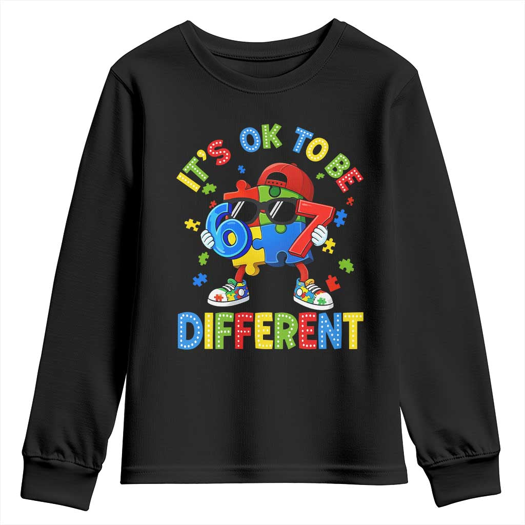 Six Seven Autism Support Youth Sweatshirt It Is Ok To Be Different 67 Meme Puzzle