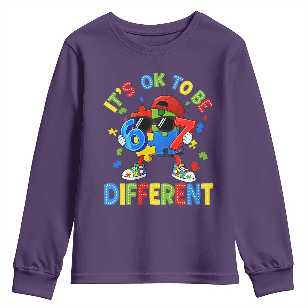 Six Seven Autism Support Youth Sweatshirt It Is Ok To Be Different 67 Meme Puzzle