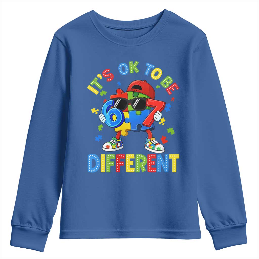 Six Seven Autism Support Youth Sweatshirt It Is Ok To Be Different 67 Meme Puzzle