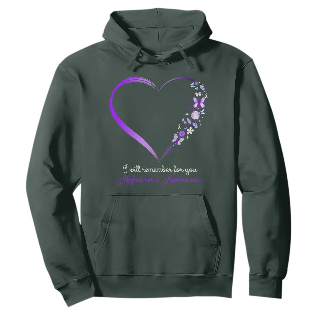 Alzheimer Support Hoodie I Will Remember For You Daisy Flower Butterfly