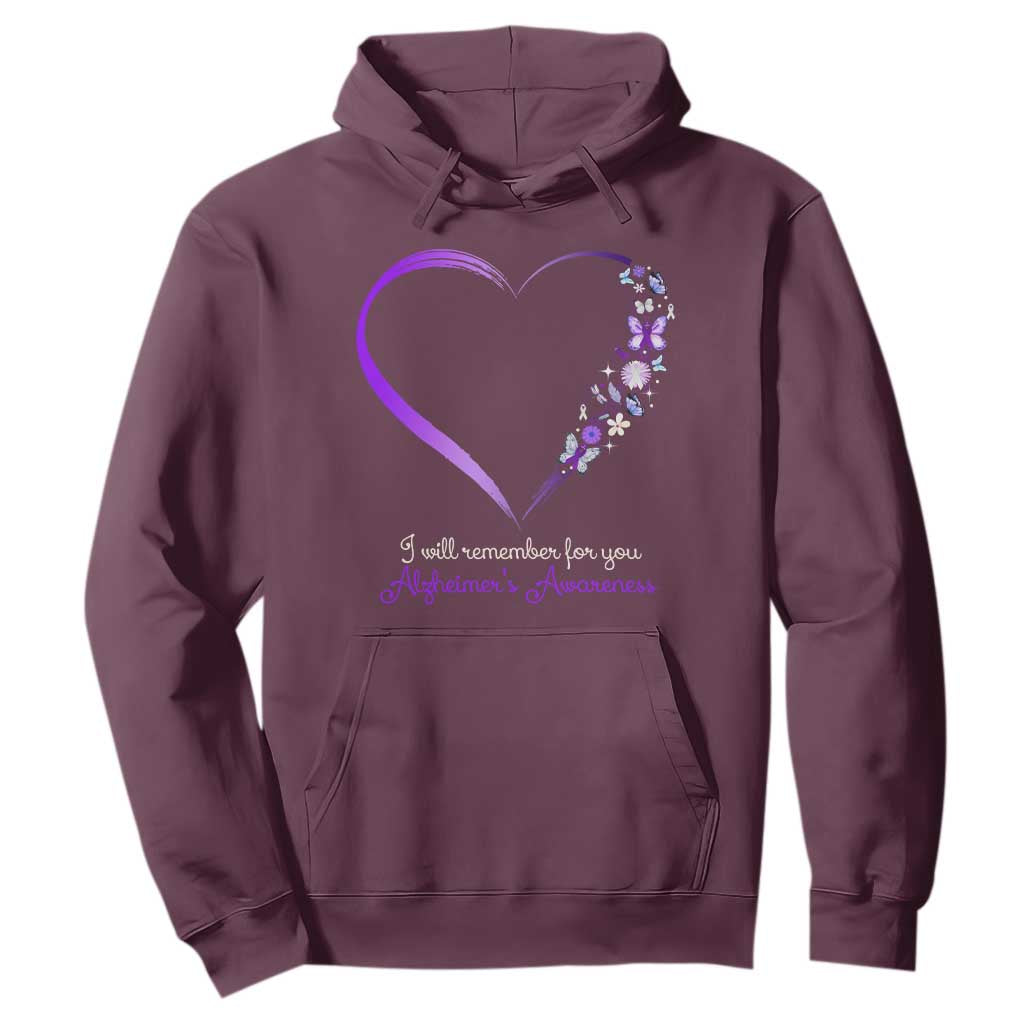 Alzheimer Support Hoodie I Will Remember For You Daisy Flower Butterfly