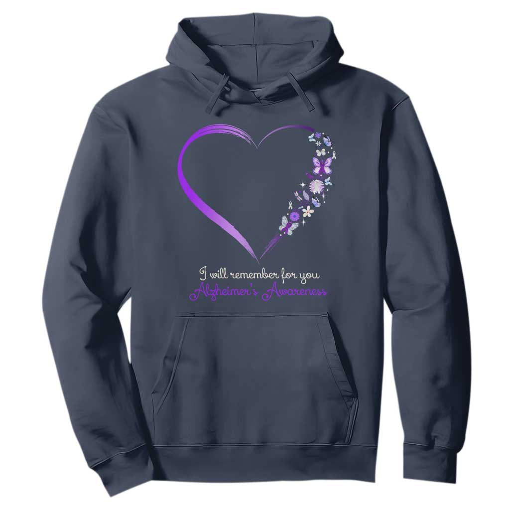Alzheimer Support Hoodie I Will Remember For You Daisy Flower Butterfly