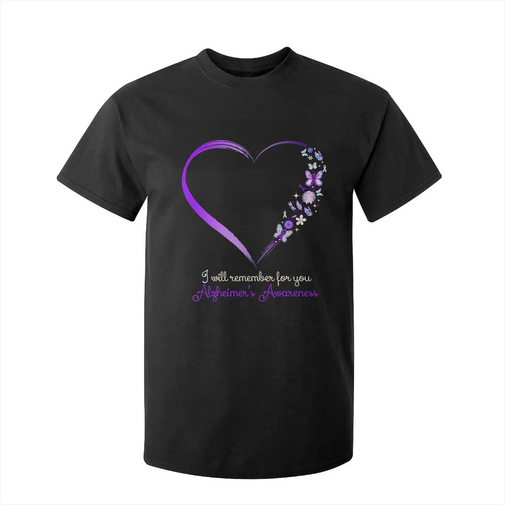 Alzheimer Support T Shirt For Kid I Will Remember For You Daisy Flower Butterfly