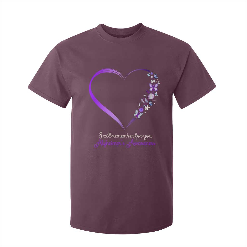 Alzheimer Support T Shirt For Kid I Will Remember For You Daisy Flower Butterfly