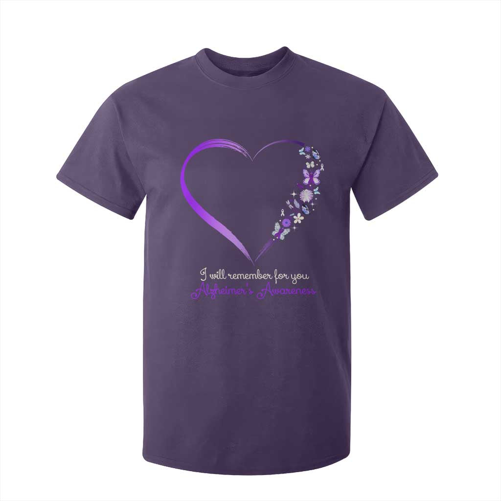 Alzheimer Support T Shirt For Kid I Will Remember For You Daisy Flower Butterfly
