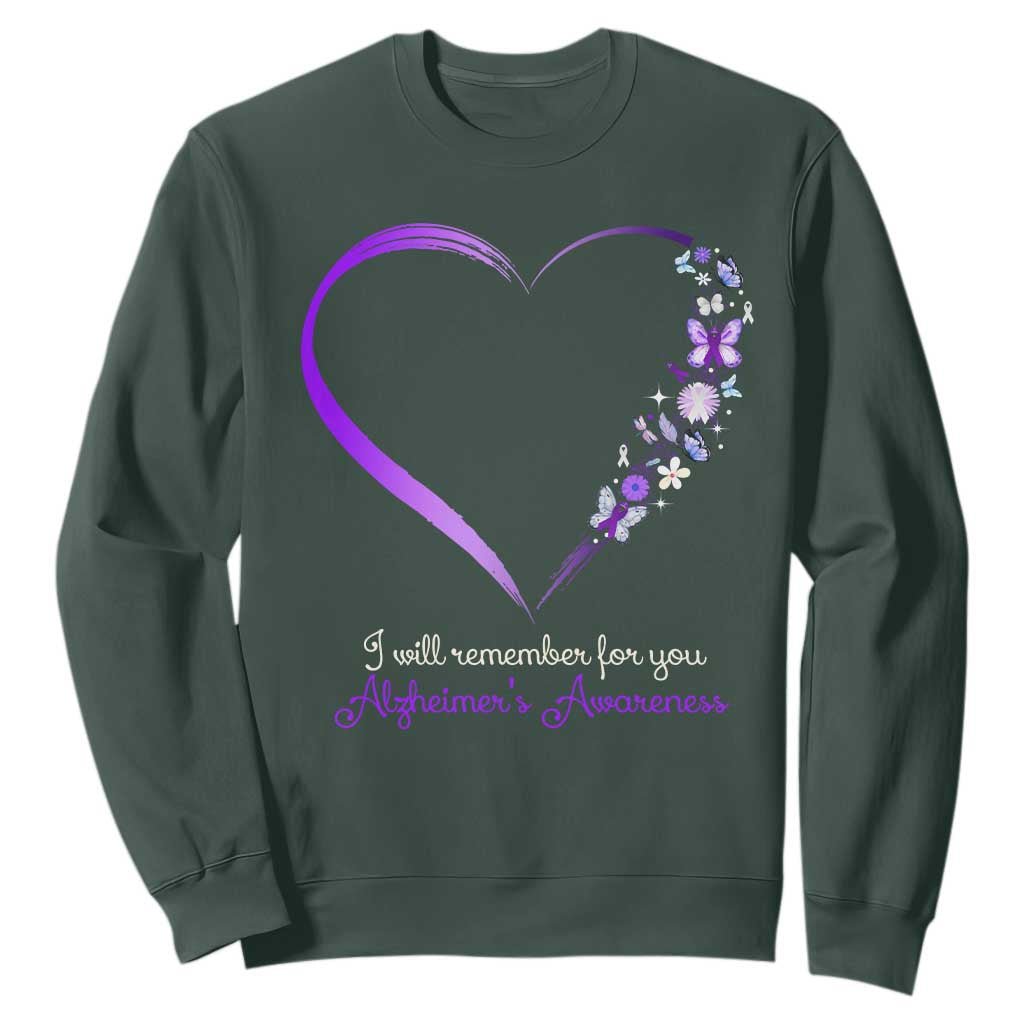 Alzheimer Support Sweatshirt I Will Remember For You Daisy Flower Butterfly