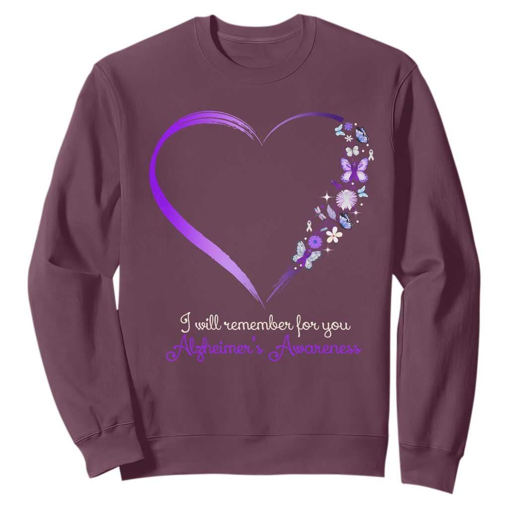Alzheimer Support Sweatshirt I Will Remember For You Daisy Flower Butterfly