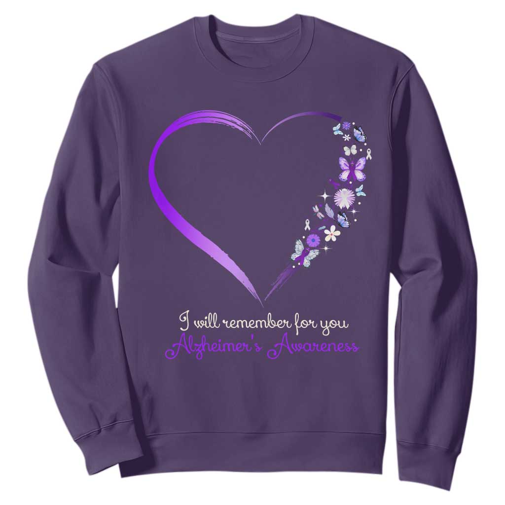 Alzheimer Support Sweatshirt I Will Remember For You Daisy Flower Butterfly