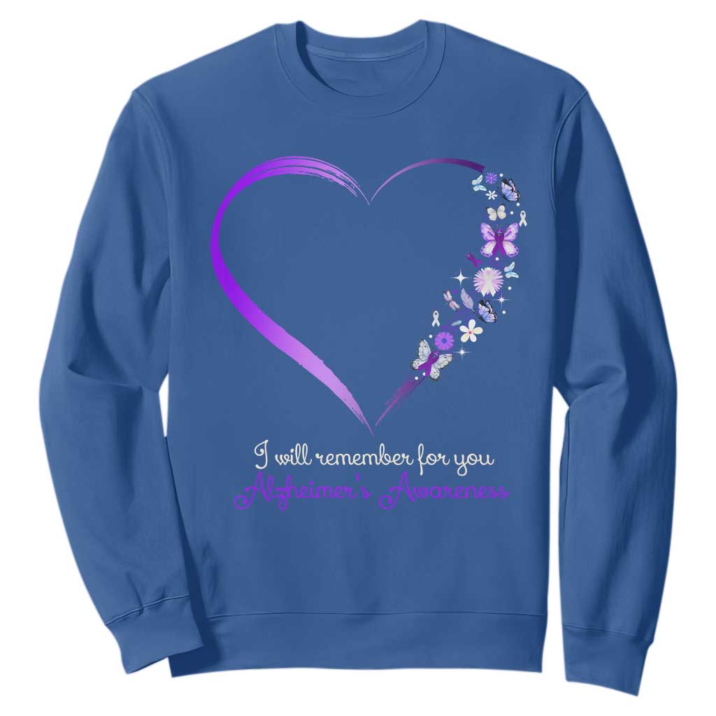 Alzheimer Support Sweatshirt I Will Remember For You Daisy Flower Butterfly