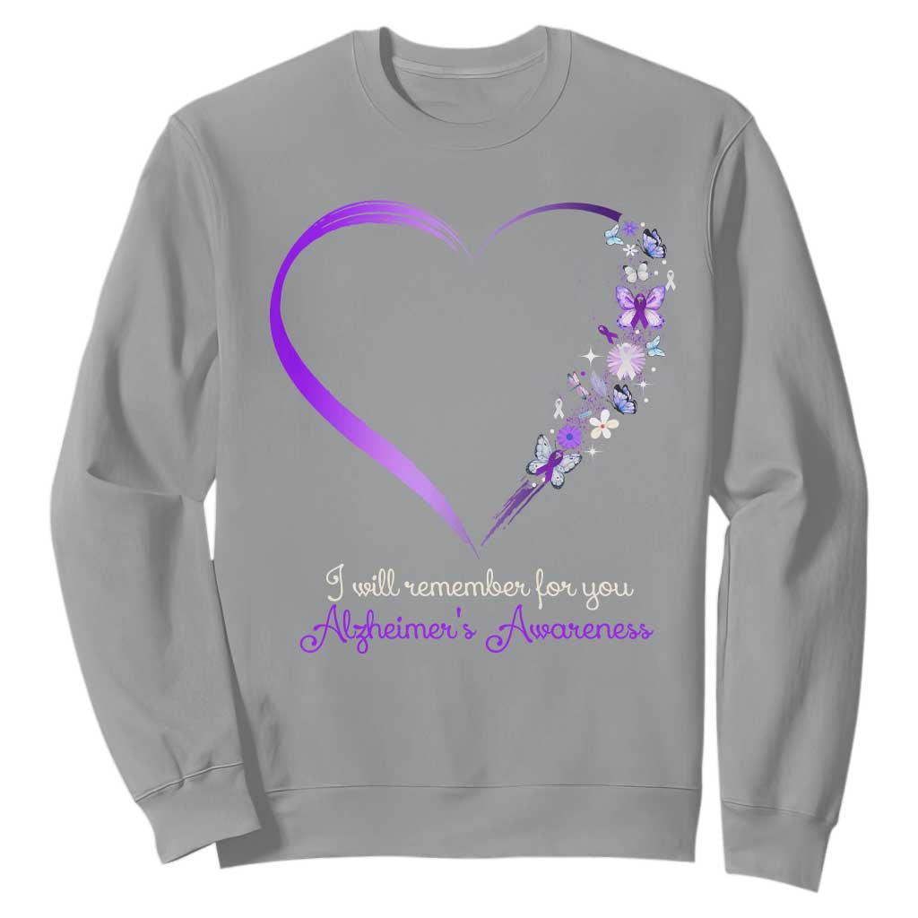 Alzheimer Support Sweatshirt I Will Remember For You Daisy Flower Butterfly