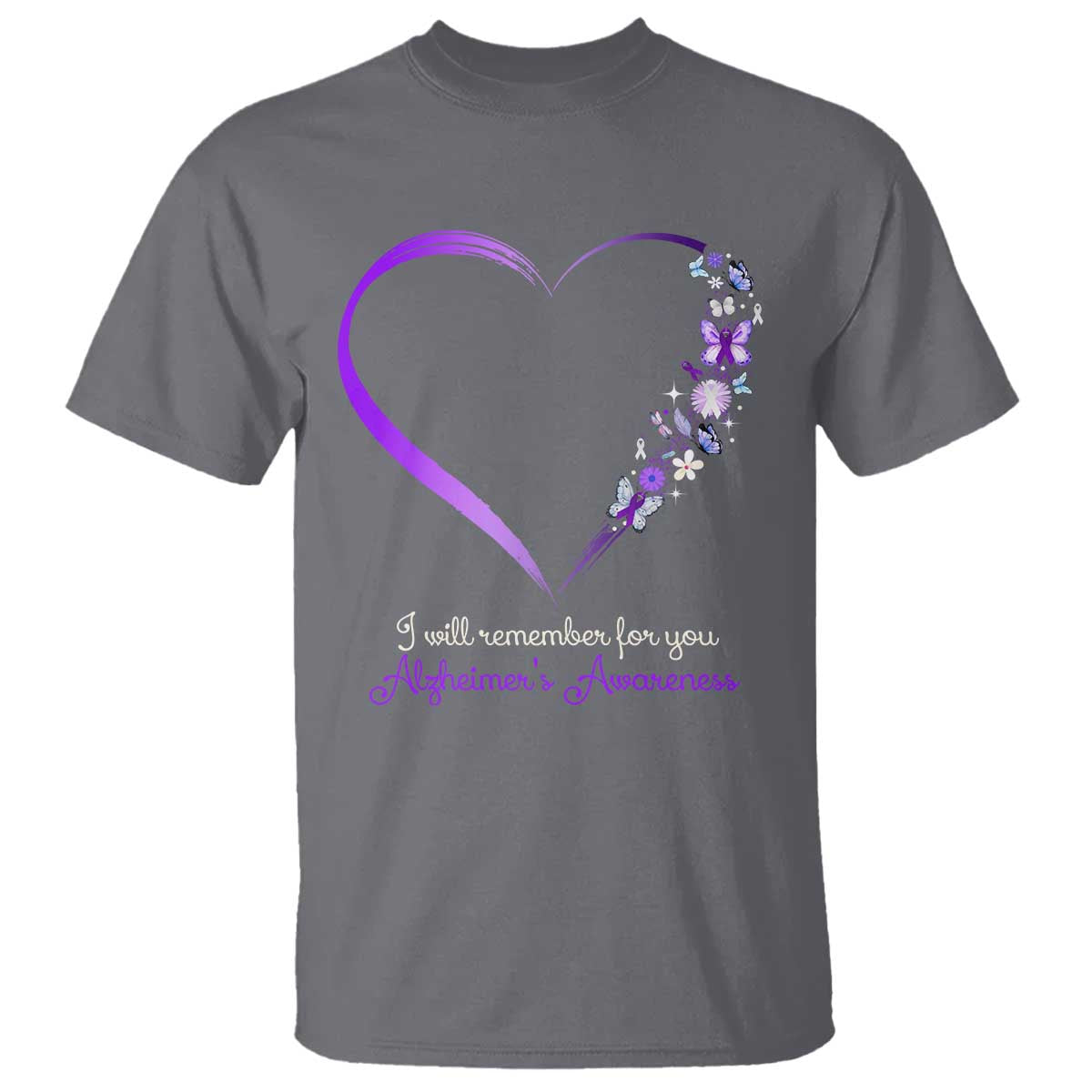 Alzheimer Support T Shirt I Will Remember For You Daisy Flower Butterfly