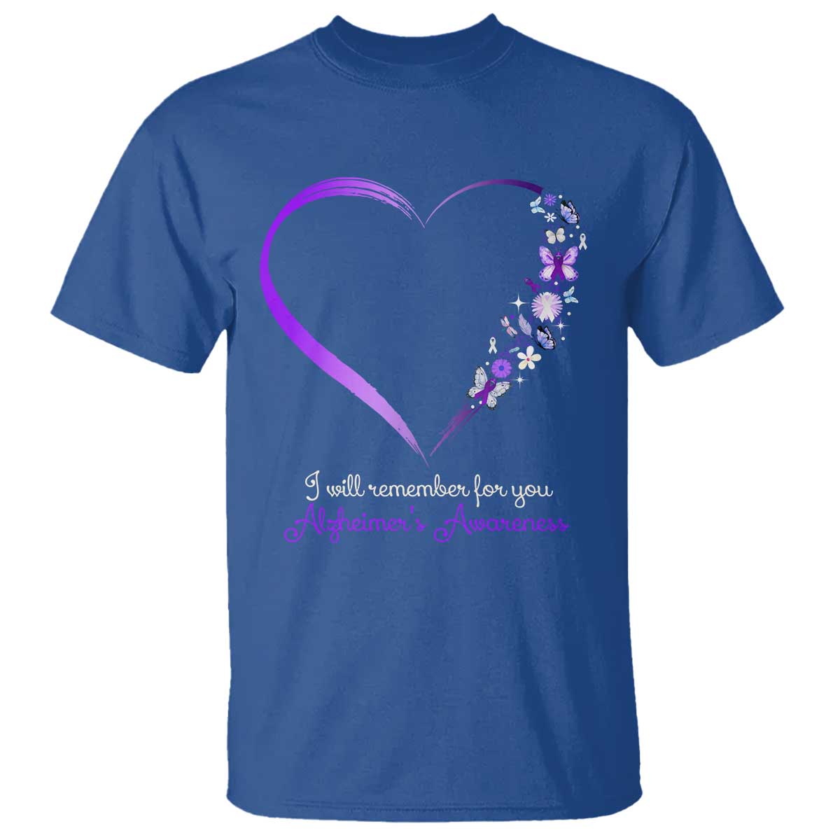 Alzheimer Support T Shirt I Will Remember For You Daisy Flower Butterfly