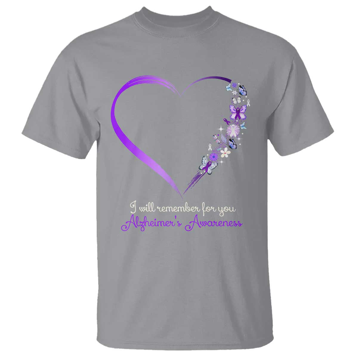 Alzheimer Support T Shirt I Will Remember For You Daisy Flower Butterfly