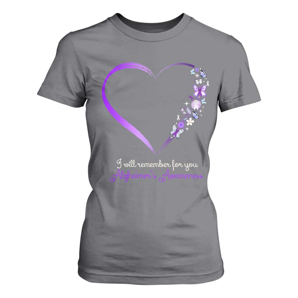 Alzheimer Support T Shirt For Women I Will Remember For You Daisy Flower Butterfly