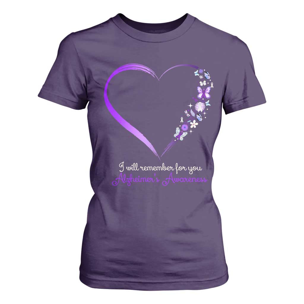 Alzheimer Support T Shirt For Women I Will Remember For You Daisy Flower Butterfly