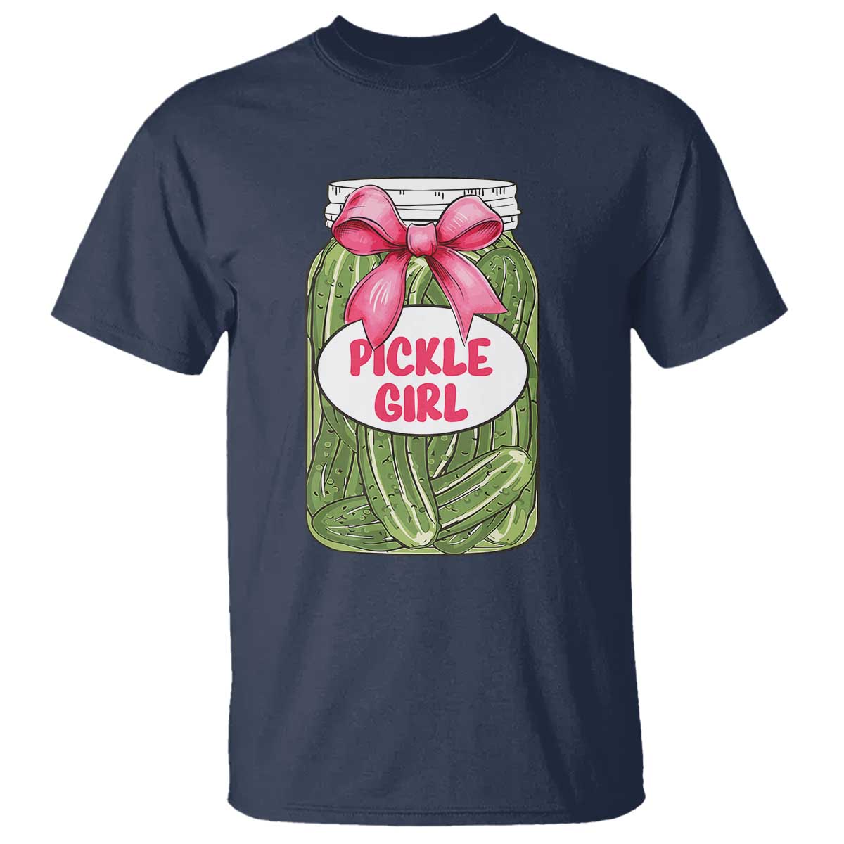 funny-pickle-girl-t-shirt-canned-dill-cucumber-pink-bow-coquette