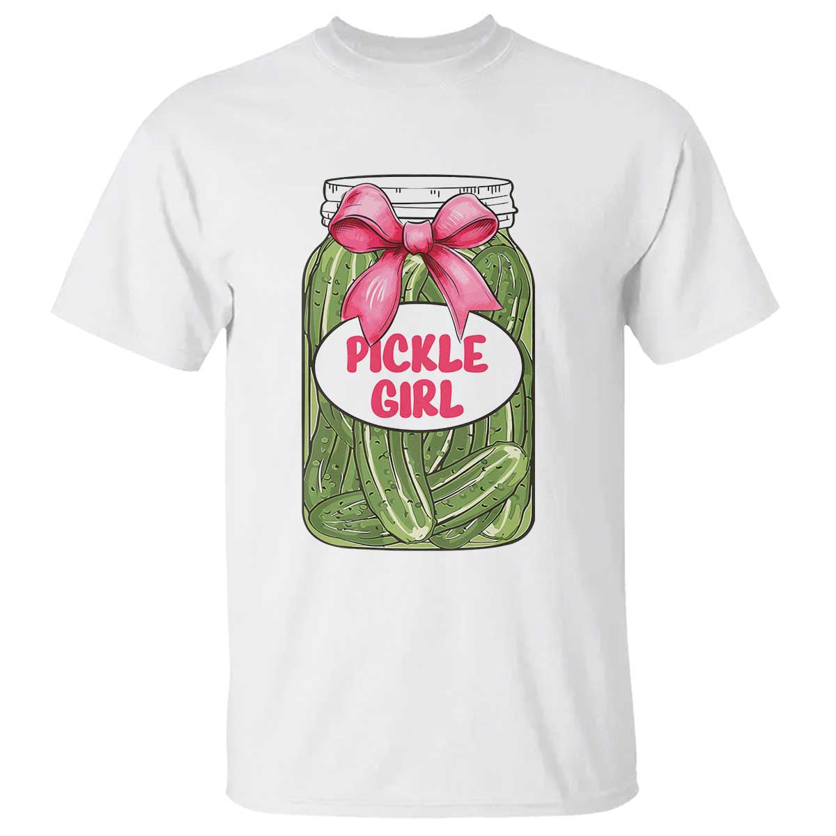 funny-pickle-girl-t-shirt-canned-dill-cucumber-pink-bow-coquette