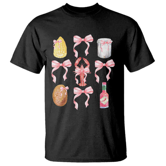 funny-crawfish-bow-pink-t-shirt-cute-coquette-y2k-clean-girl-aesthetic