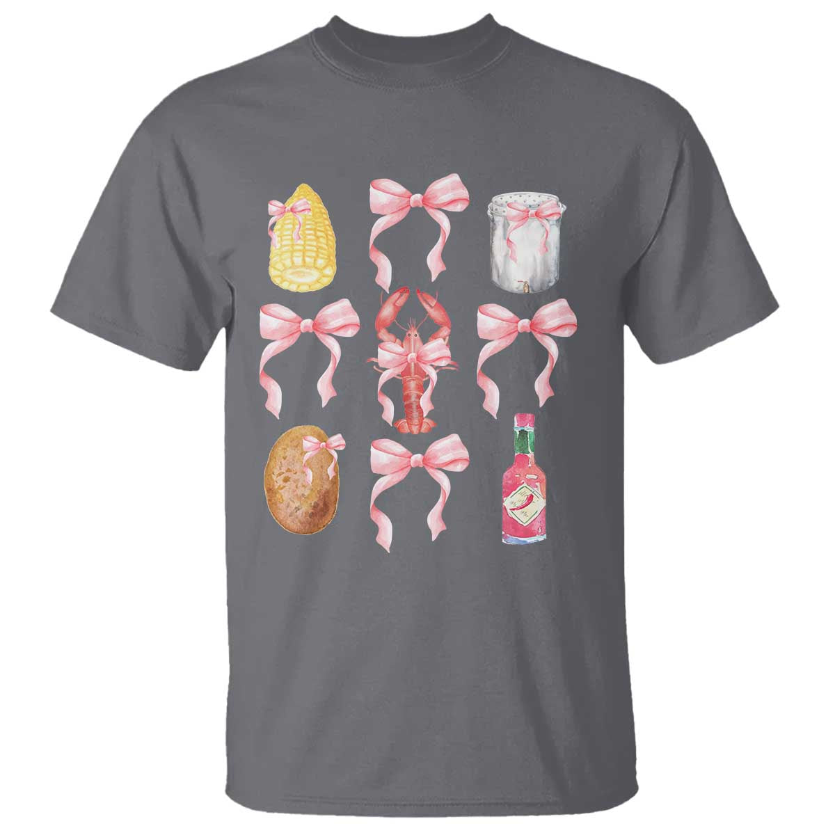 funny-crawfish-bow-pink-t-shirt-cute-coquette-y2k-clean-girl-aesthetic