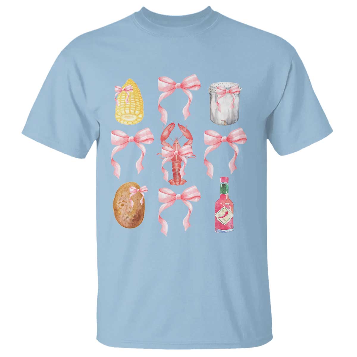 funny-crawfish-bow-pink-t-shirt-cute-coquette-y2k-clean-girl-aesthetic