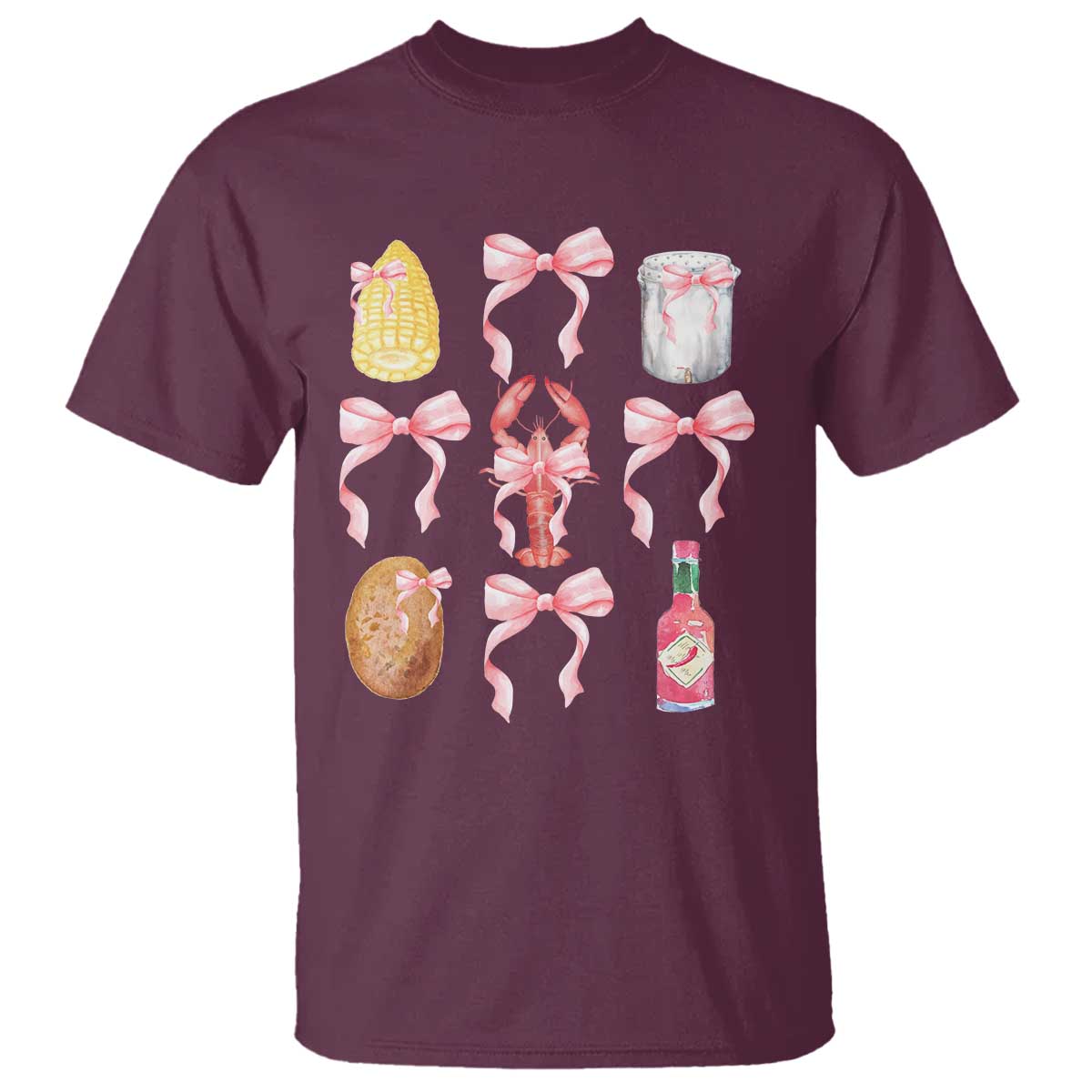 funny-crawfish-bow-pink-t-shirt-cute-coquette-y2k-clean-girl-aesthetic
