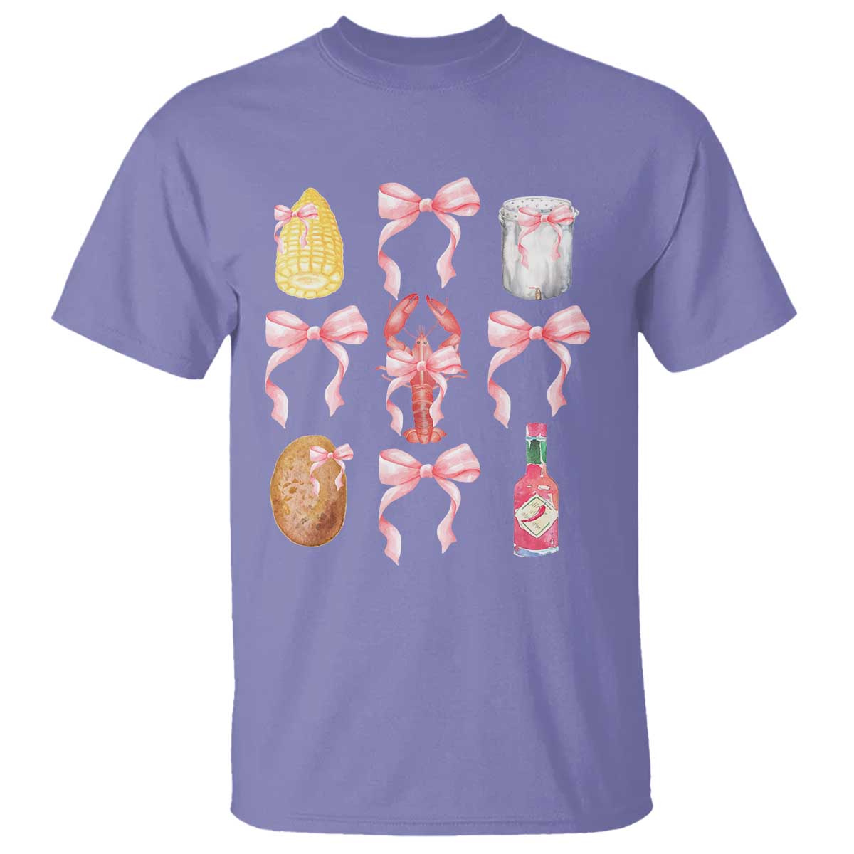 funny-crawfish-bow-pink-t-shirt-cute-coquette-y2k-clean-girl-aesthetic