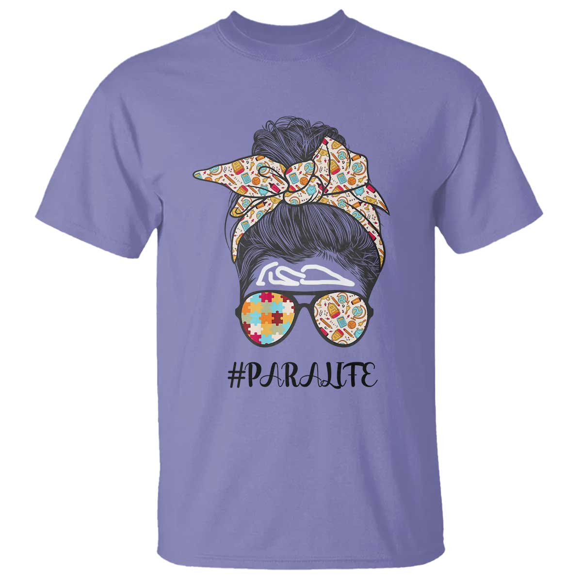 paraprofessional-teacher-t-shirt-para-life-messy-bun-sunglasses-school-supplies