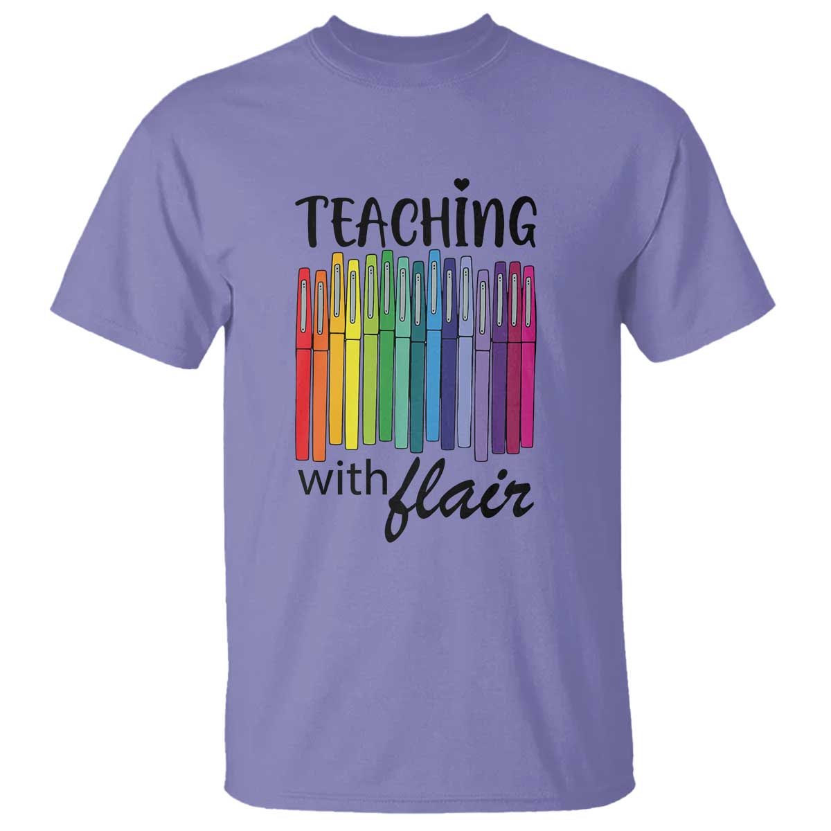 funny-teacher-t-shirt-teaching-with-flair-colorful-pen-back-to-school