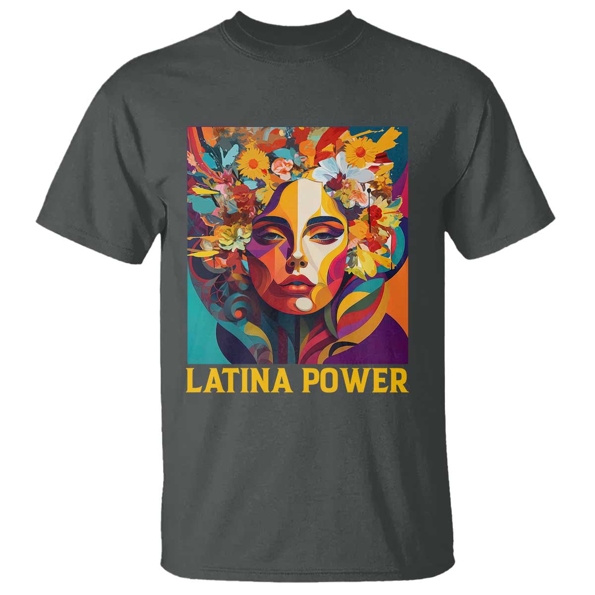 latina-power-t-shirt-hispanic-heritage-month-women-flowers-geometric-painting