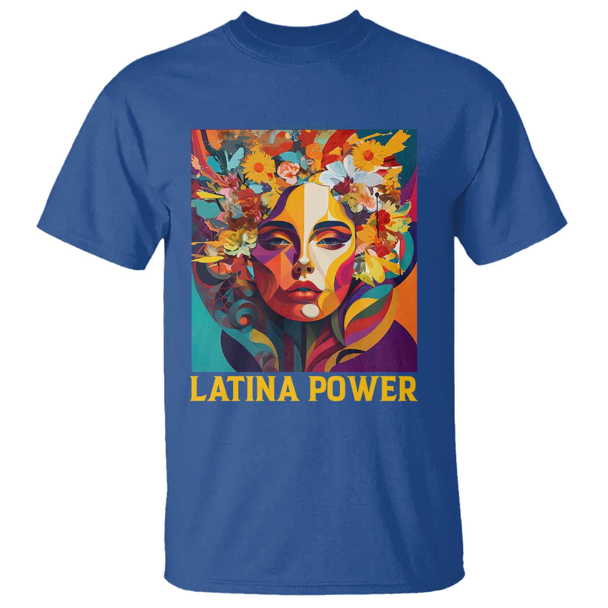 latina-power-t-shirt-hispanic-heritage-month-women-flowers-geometric-painting