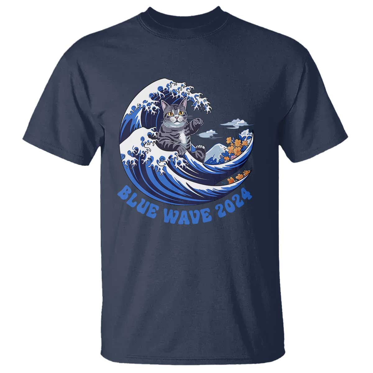 funny-blue-wave-2024-t-shirt-vote-blue-presidential-elections-cat-tsunami-flowers