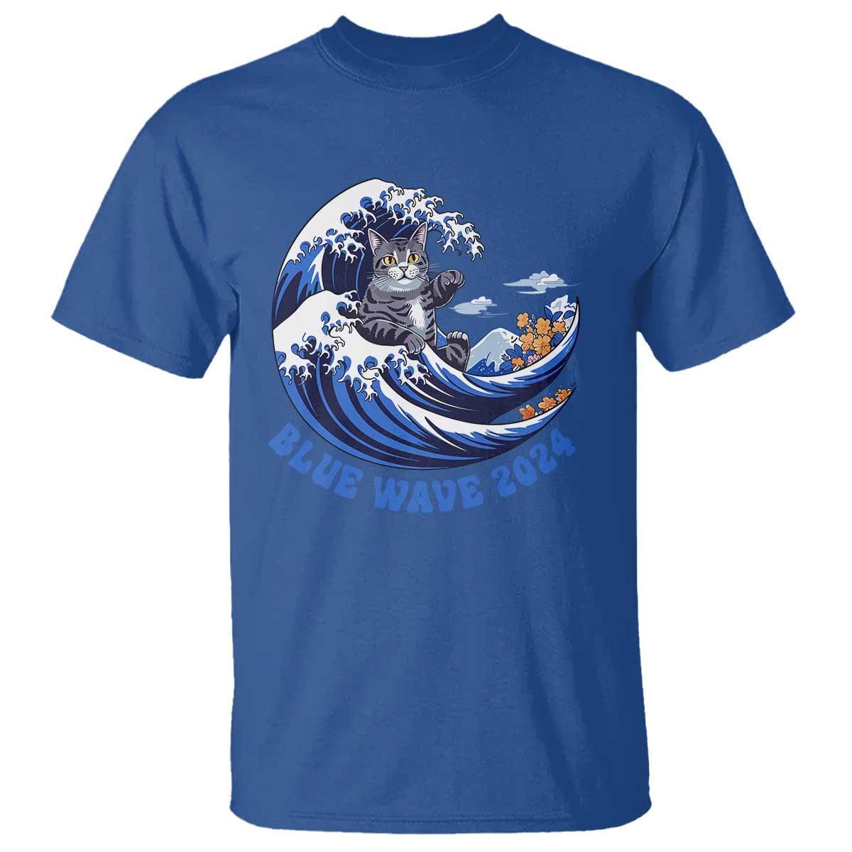 funny-blue-wave-2024-t-shirt-vote-blue-presidential-elections-cat-tsunami-flowers